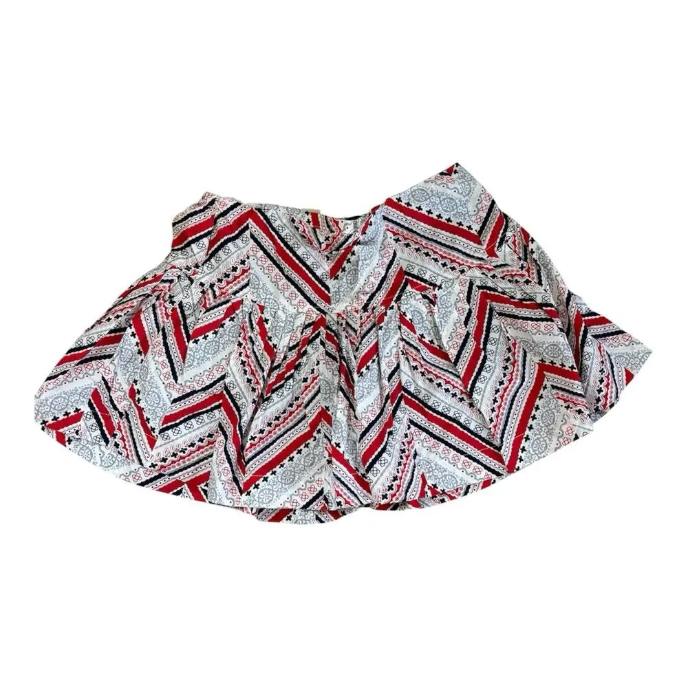 Old Navy Girls L Kids Red White Blue Bandana Print Pleated Boho Mini Skirt Cute